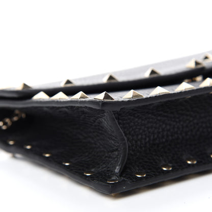 Valentino Garavani Pebbled Calfskin Rockstud Envelope Wallet on Chain Black 6 of 10