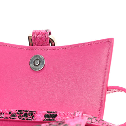 Balenciaga Shiny Calfskin Python Effect Hourglass Top Handle Bag Mini Fuchsia Black 12 of 12