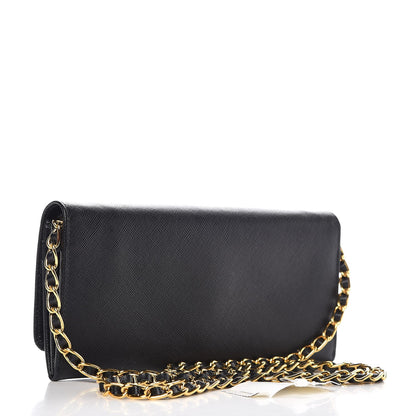 Prada Saffiano Metal Oro Chain Wallet Black 3 of 9