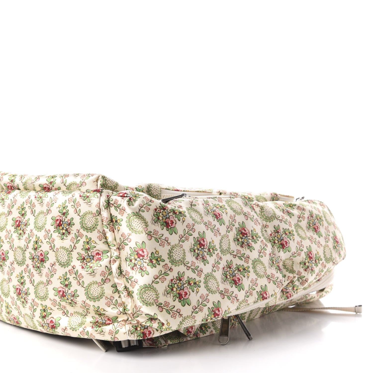 Gucci X MLB Satin Floral Print NY Yankees Patch Backpack Ivory Green 9 of 10