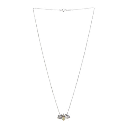 Tiffany Platinum 18K Yellow Gold Diamond Fancy Yellow Diamond Paper Flowers Firefly Pendant Necklace 3 of 7