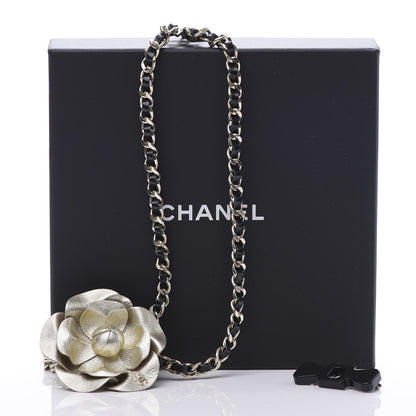 Chanel Glazed Calfskin CC Camellia Chain Necklace Gold Black 11 of 11