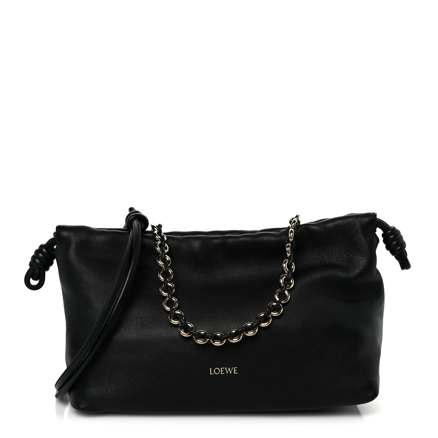 Loewe Mellow Nappa Medium Donut Chain Flamenco Knot Clutch Black 1 of 10