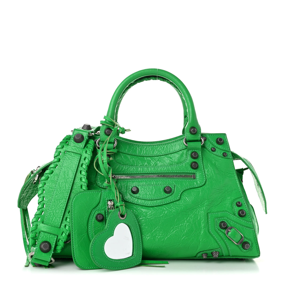 Agneau Arena Small Neo Cagole City Handbag  Vivid Green