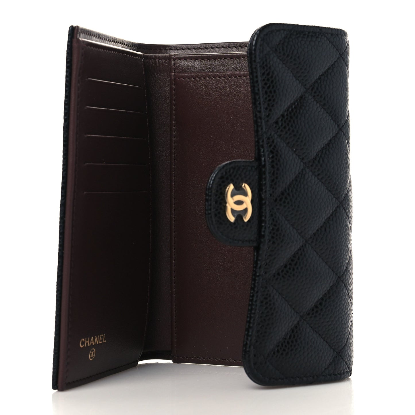 Caviar Quilted Medium Flap Wallet Black