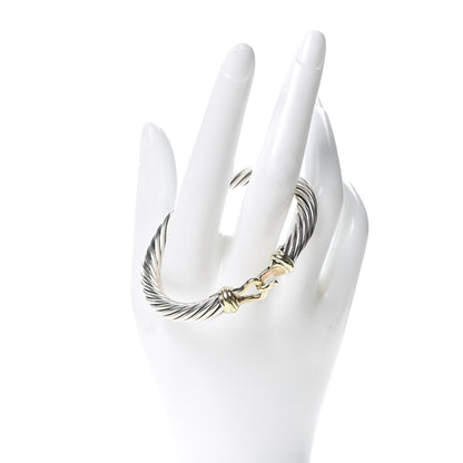 David Yurman Sterling Silver 14K Yellow Gold 7mm Cable Classic Buckle Bracelet 2 of 5