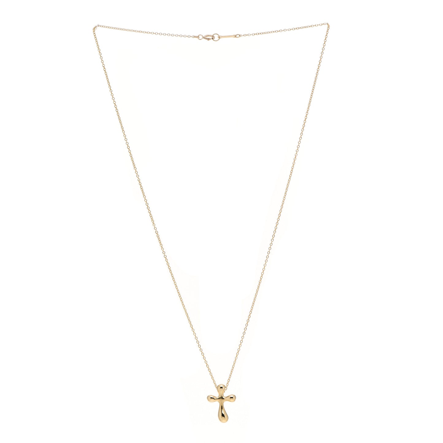 18K Yellow Gold 12mm Elsa Peretti Cross Pendant Necklace