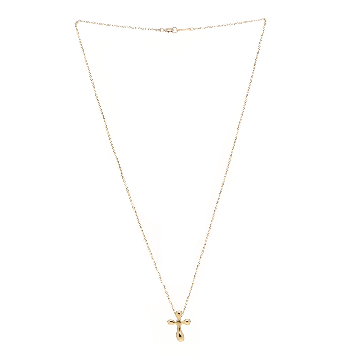 Tiffany 18K Yellow Gold 12mm Elsa Peretti Cross Pendant Necklace 3 of 5