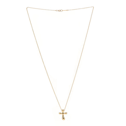 Tiffany 18K Yellow Gold 12mm Elsa Peretti Cross Pendant Necklace 3 of 5