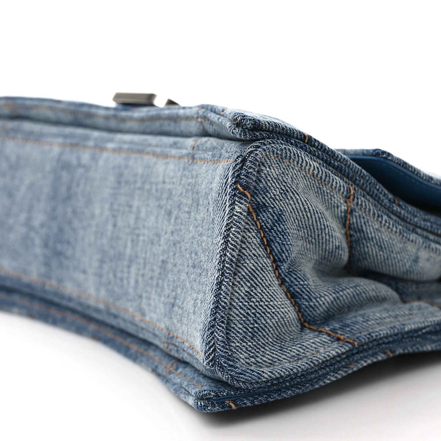 Washed Denim Quilted Small Crush Chain Bag Denim Blue