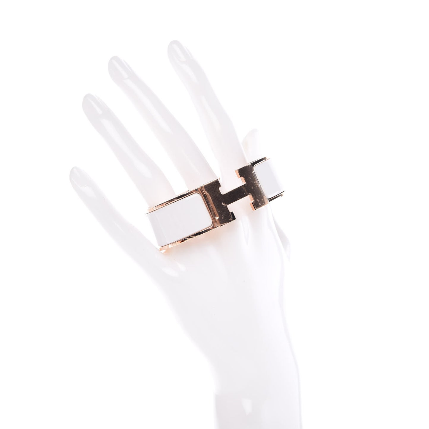 Enamel Wide Clic Clac H Bracelet GM White