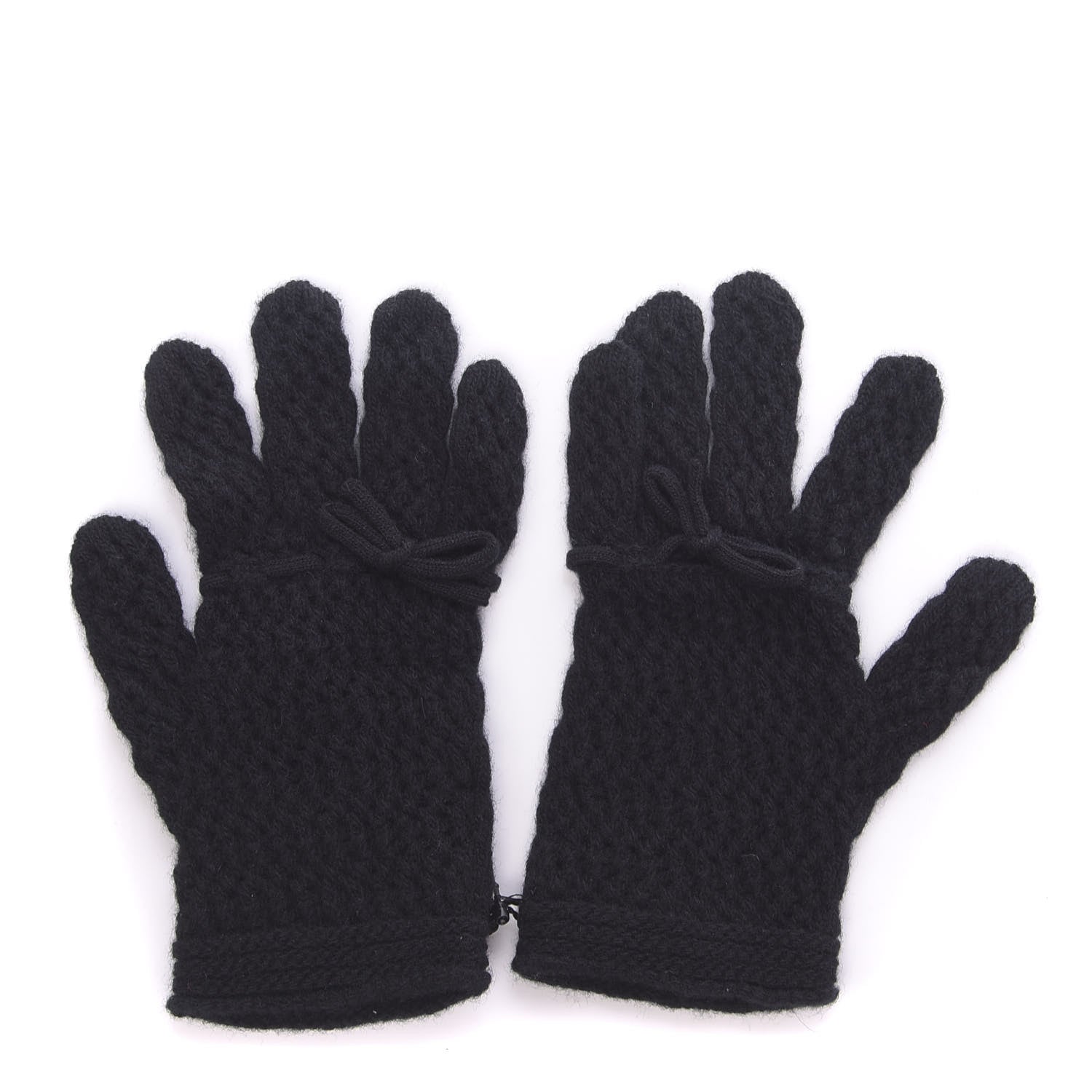 Gucci Wool Knit Bow Gloves S Black 1 of 4