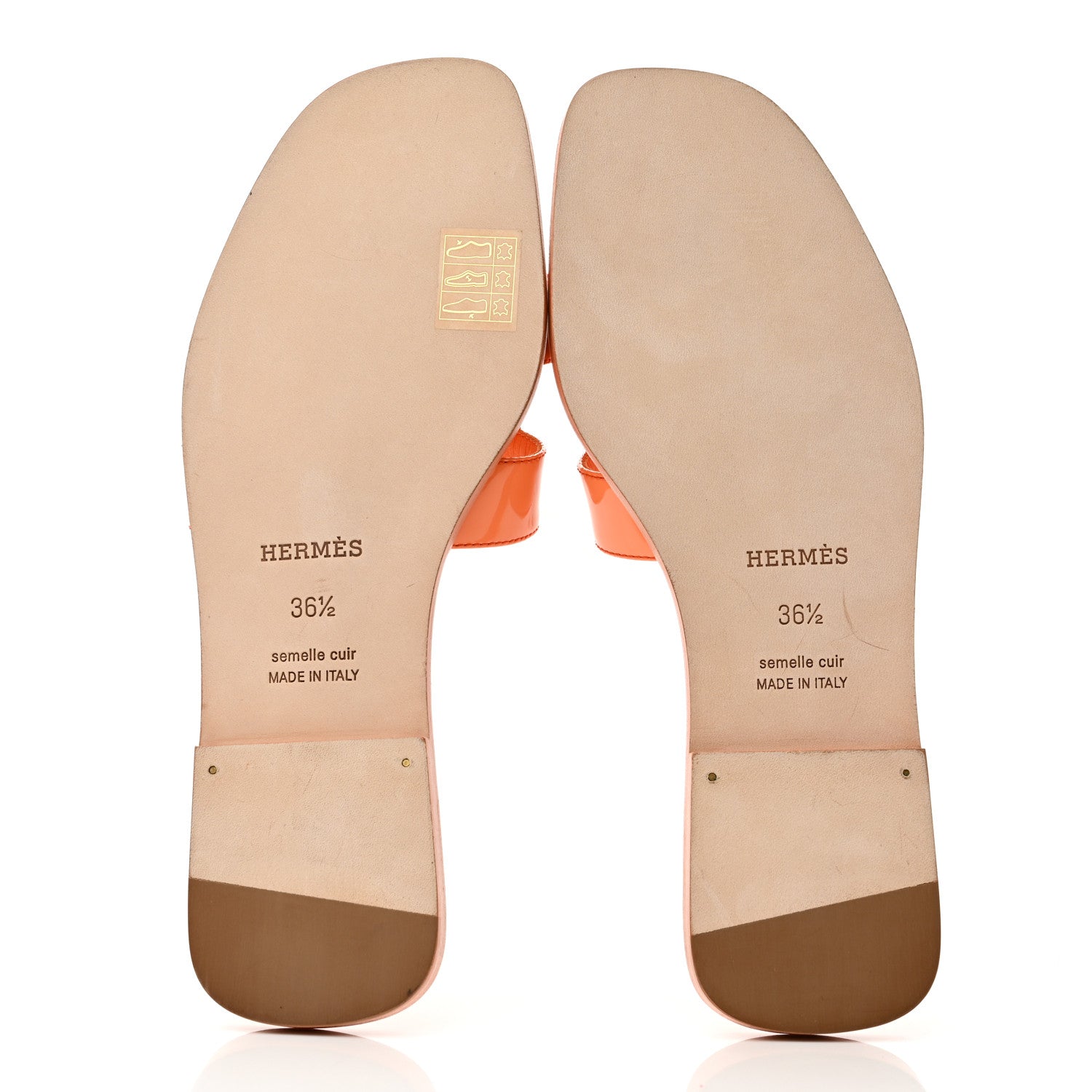 Hermes Patent Oran Sandals 36.5 Orange Melon 5 of 7
