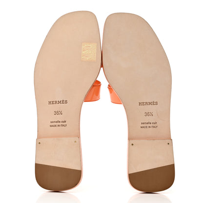 Hermes Patent Oran Sandals 36.5 Orange Melon 5 of 7