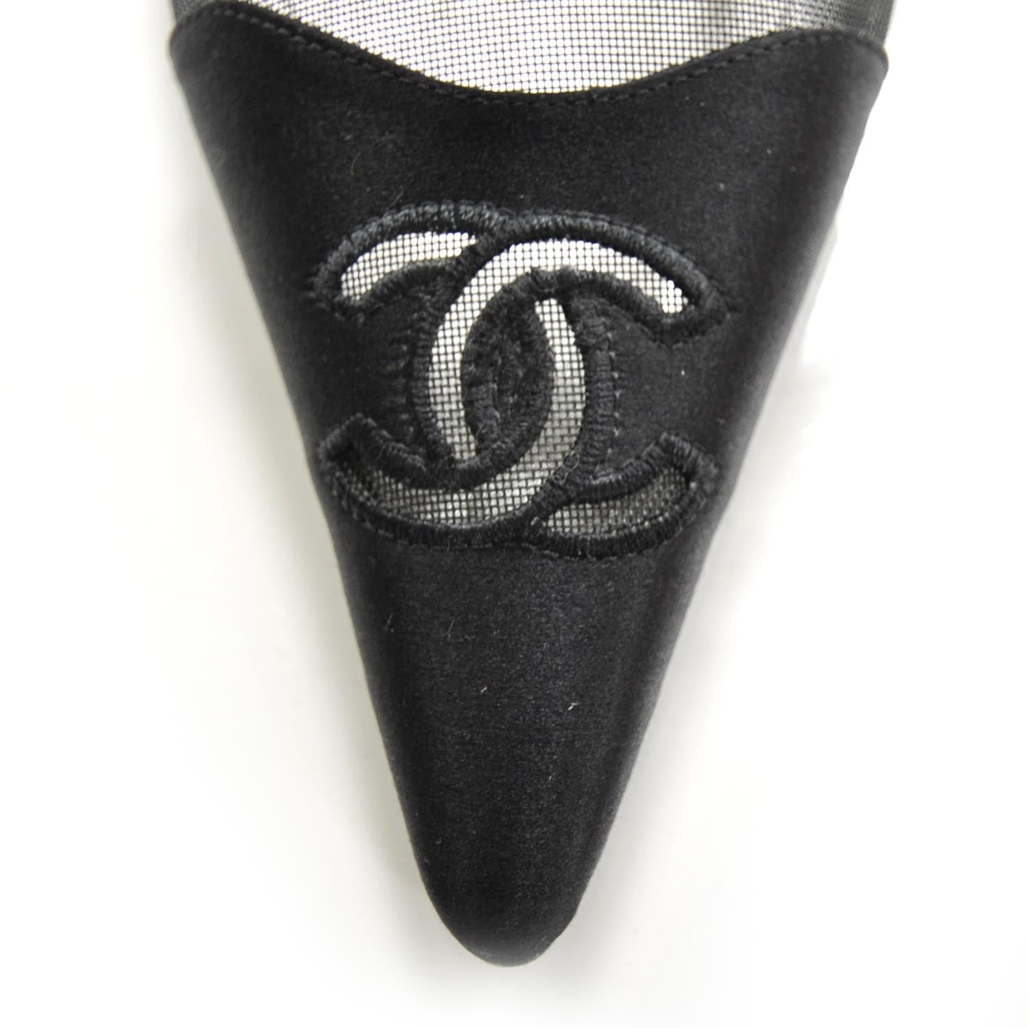Chanel Satin and Mesh CC Heels 40 Black 7 of 7