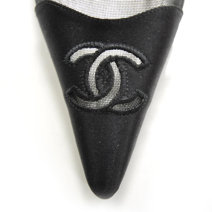 Chanel Satin and Mesh CC Heels 40 Black 7 of 7