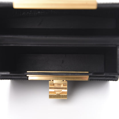 Bottega Veneta Calfskin Crocodile Embossed Daisey Box Clutch Black 5 of 11