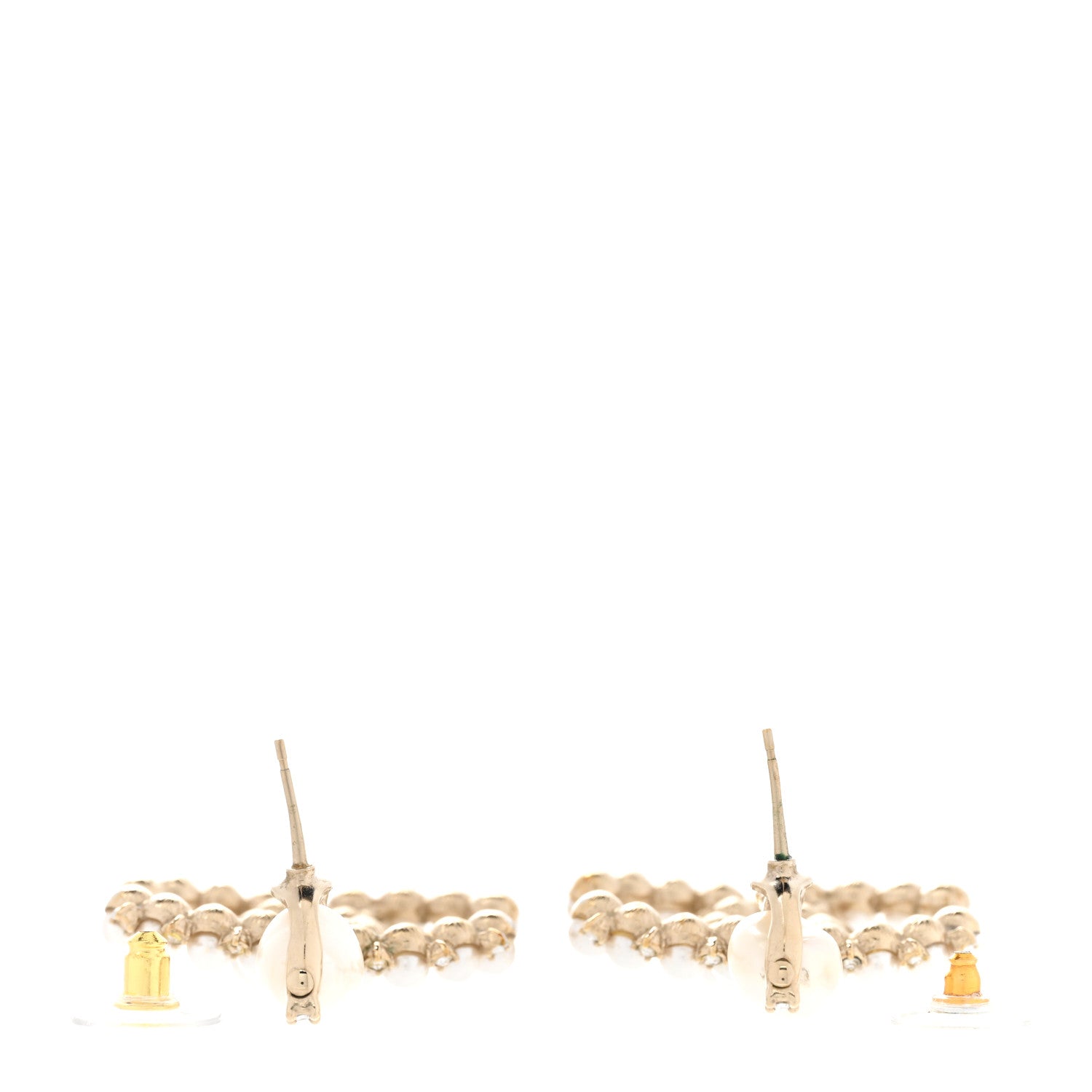 Chanel Crystal Pearl CC Drop Earrings Gold 3 of 6