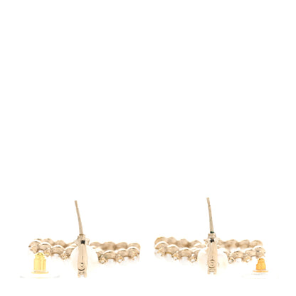 Chanel Crystal Pearl CC Drop Earrings Gold 3 of 6