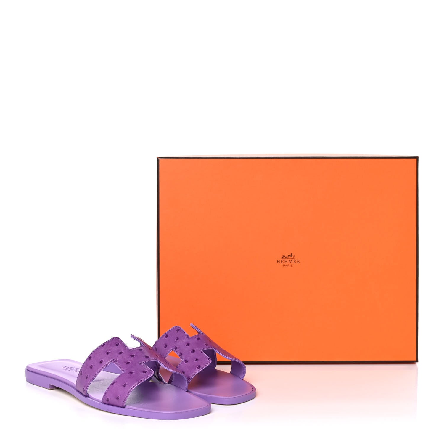 Hermes Ostrich Oran Sandals 36.5 Violet 9 of 9