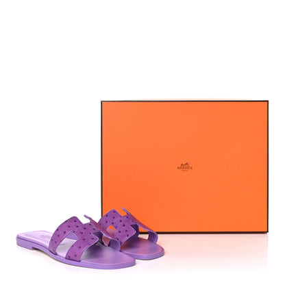 Hermes Ostrich Oran Sandals 36.5 Violet 9 of 9