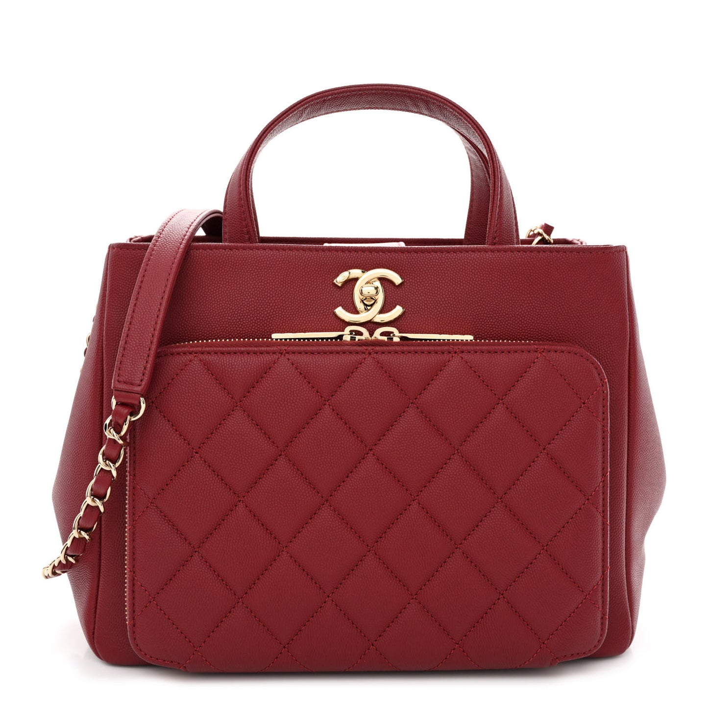 Caviar Quilted Small Business Affinity Shopping Bag Red