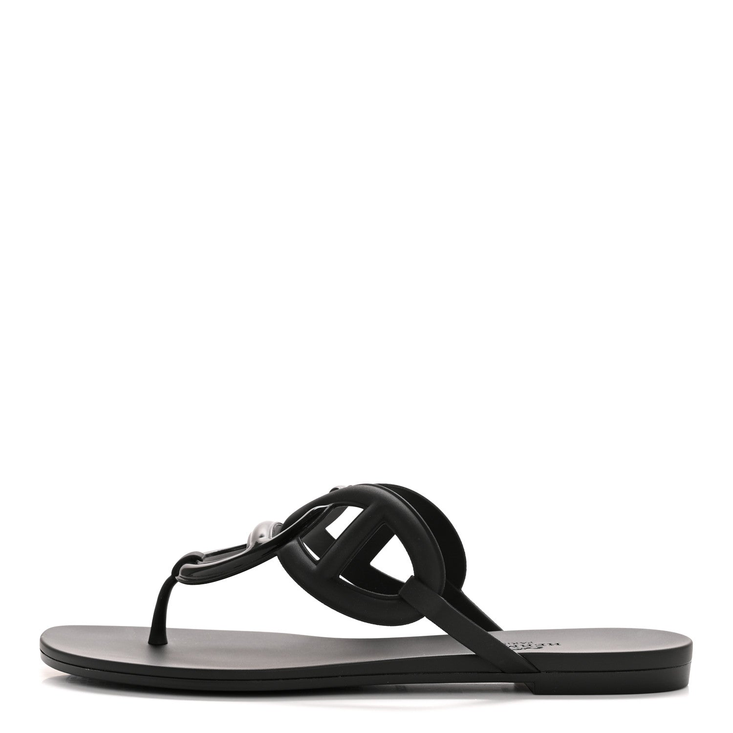 Hermes Rubber Womens Egerie Sandals 37 Black 1 of 10