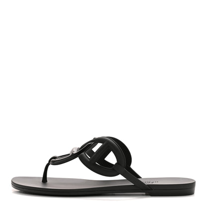 Hermes Rubber Womens Egerie Sandals 37 Black 1 of 10