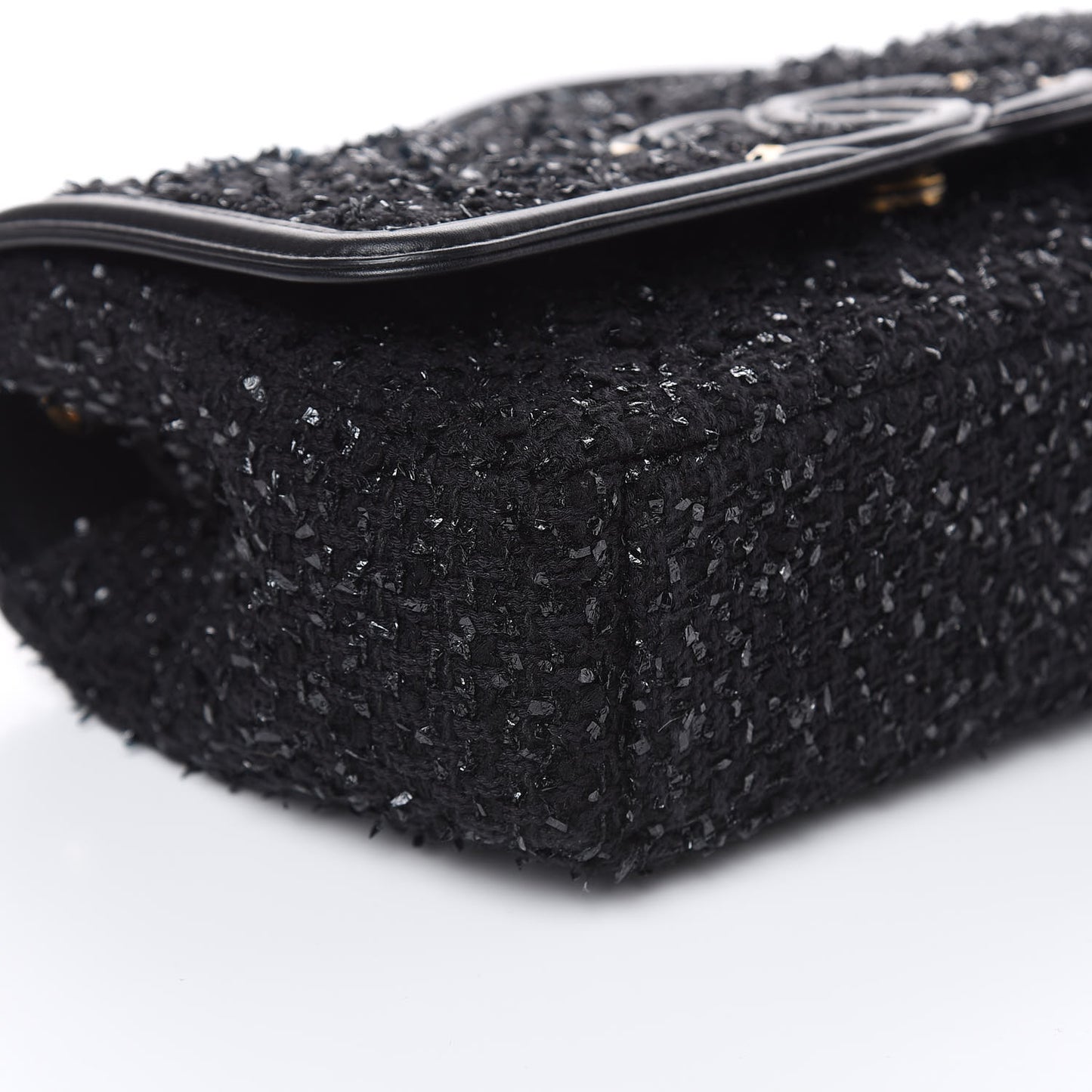 Tweed Calfskin Quilted Medium CC Filigree Flap Black