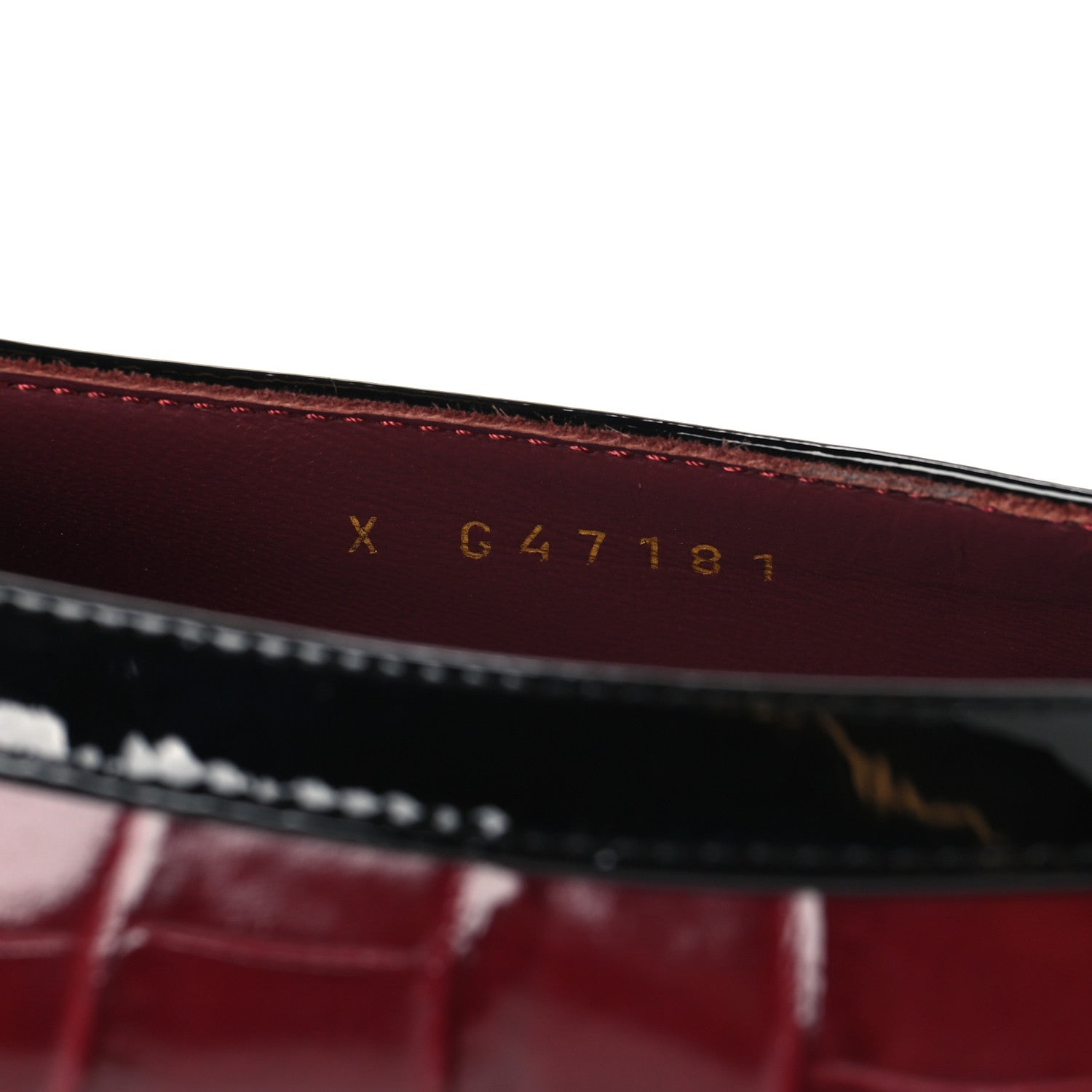 Chanel Crocodile Embossed Patent Calfskin Pumps 38.5 Burgundy Black 7 of 10
