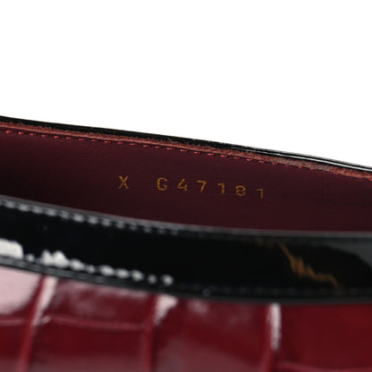 Chanel Crocodile Embossed Patent Calfskin Pumps 38.5 Burgundy Black 7 of 10