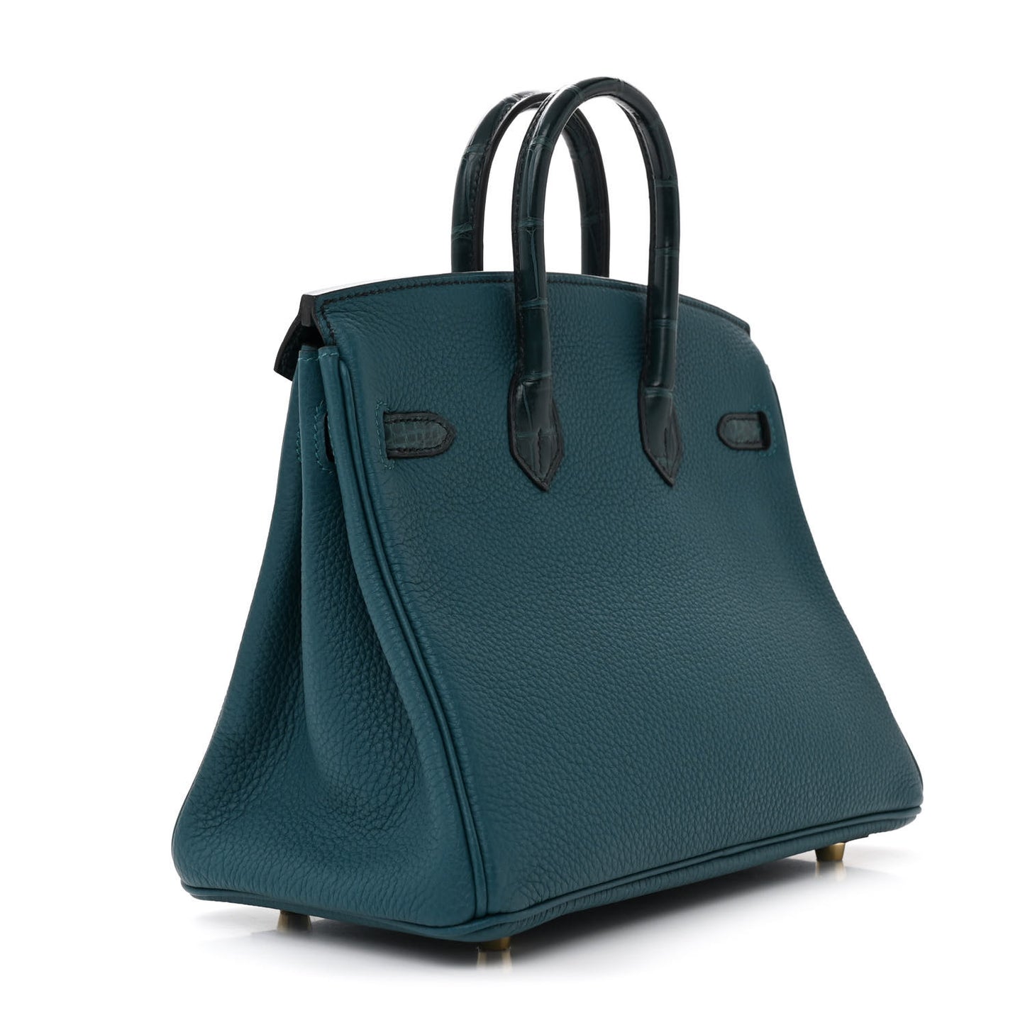 Togo Matte Alligator Birkin Touch 25 Vert Bosphore