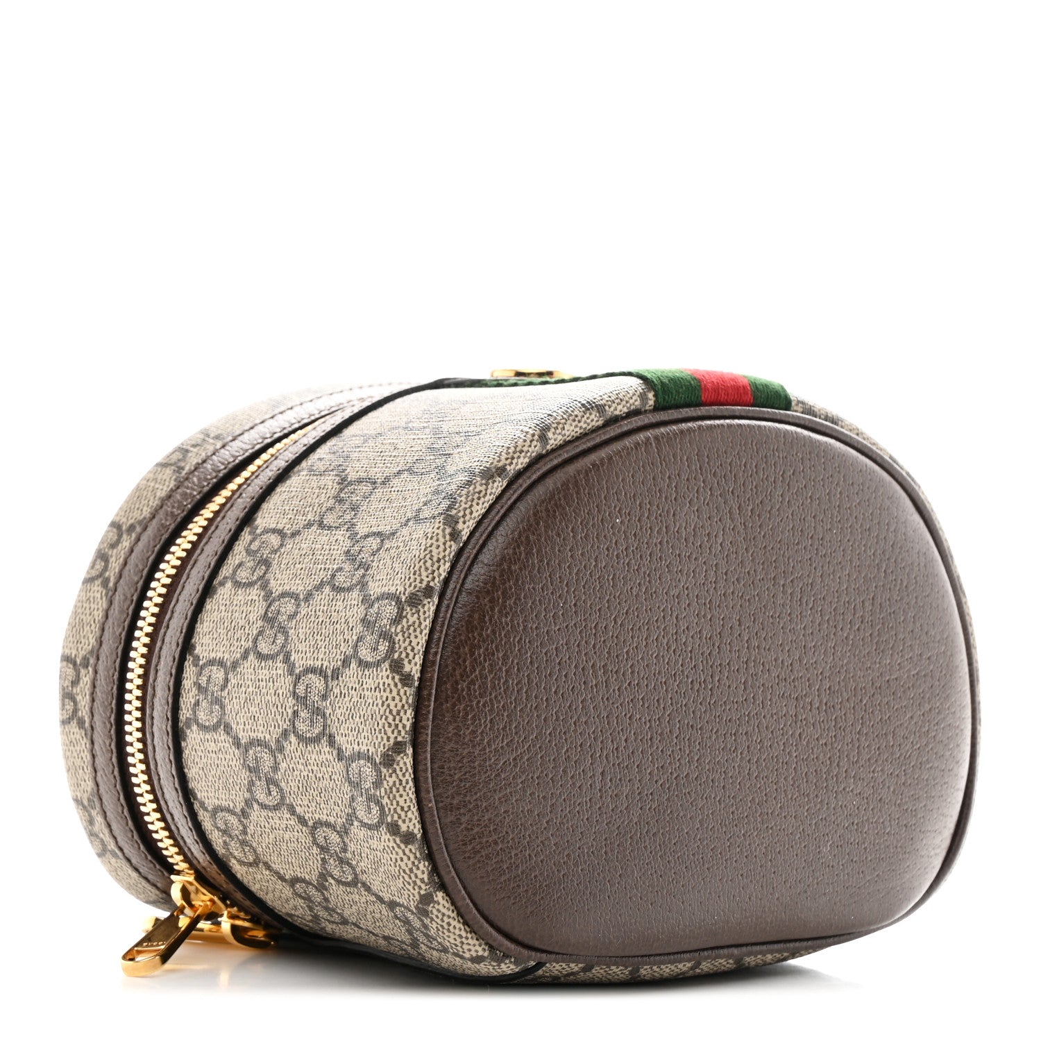 Gucci GG Supreme Monogram Textured Calfskin Web Ophidia Vanity Cosmetic Case Beige Ebony New Acero 4 of 7