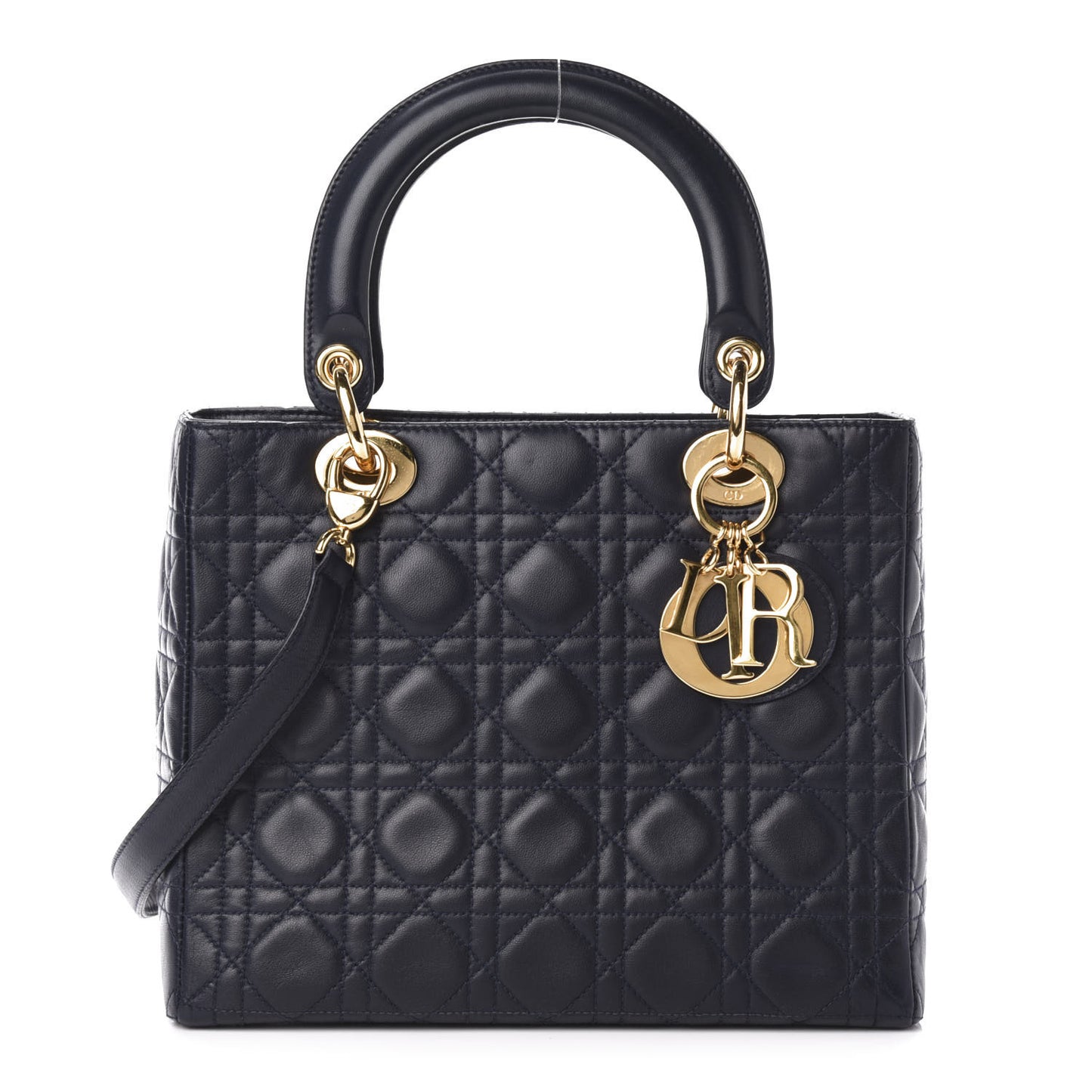 Lambskin Cannage Medium Lady Dior Navy Blue