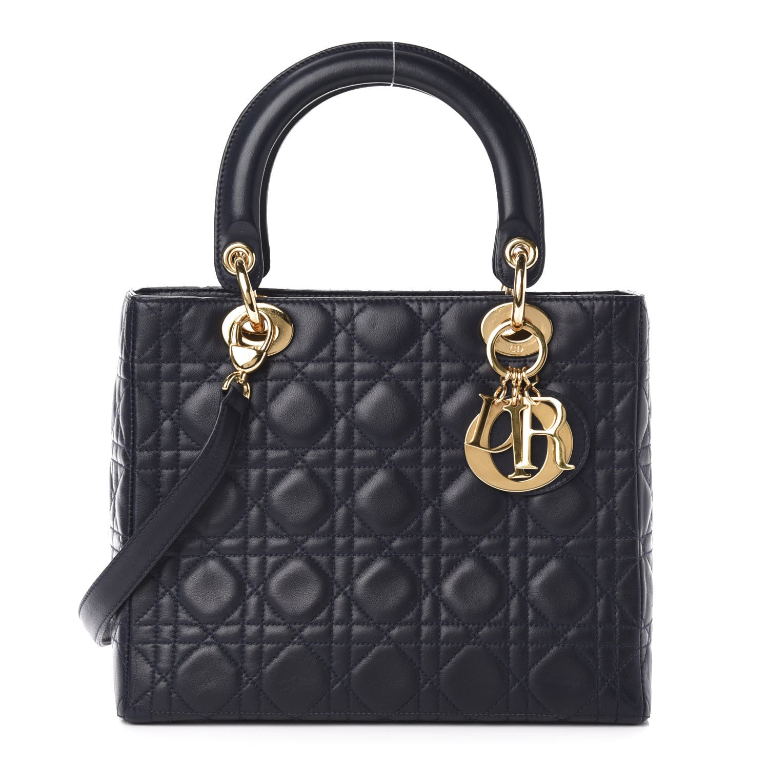Christian Dior Lambskin Cannage Medium Lady Dior Navy Blue 1 of 11