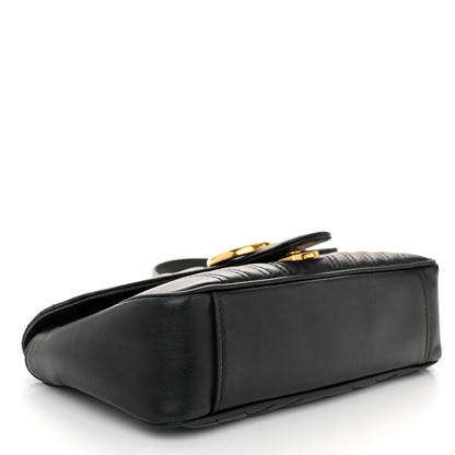 Gucci Calfskin Matelasse Small GG Marmont Shoulder Bag Black 4 of 12