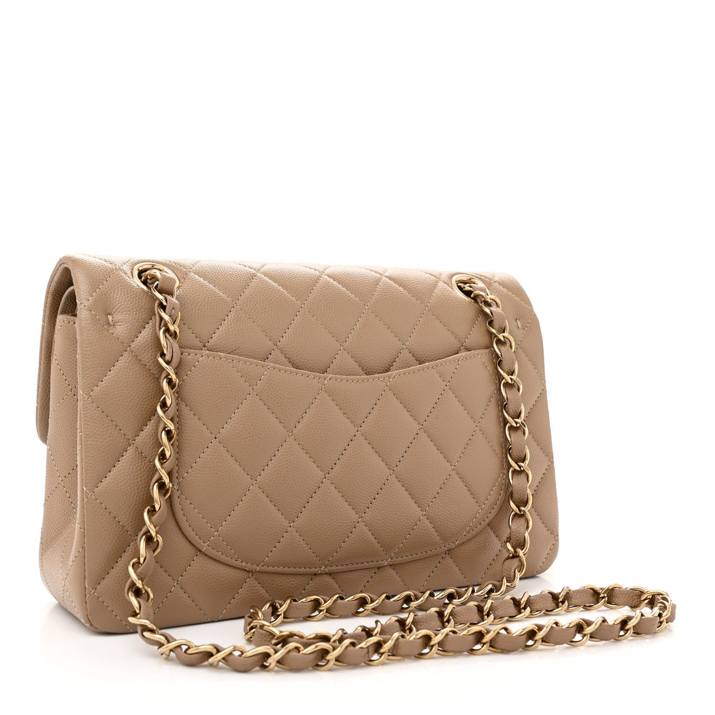 Caviar Quilted Small Double Flap Dark Beige