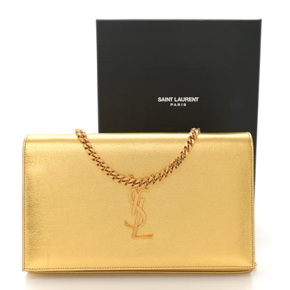 Saint Laurent Metallic Calfskin Monogram Chain Wallet Gold 10 of 10