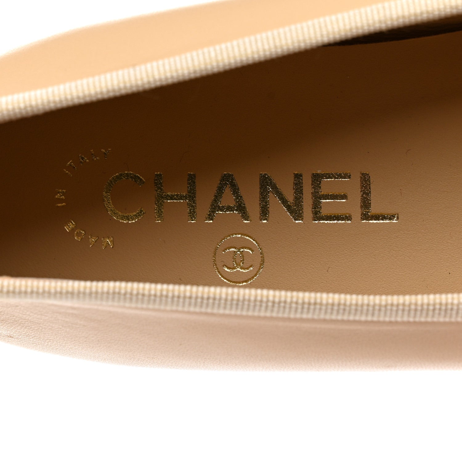 Chanel Lambskin Cap Toe Ballerina Flats 38.5 Beige Black 7 of 10