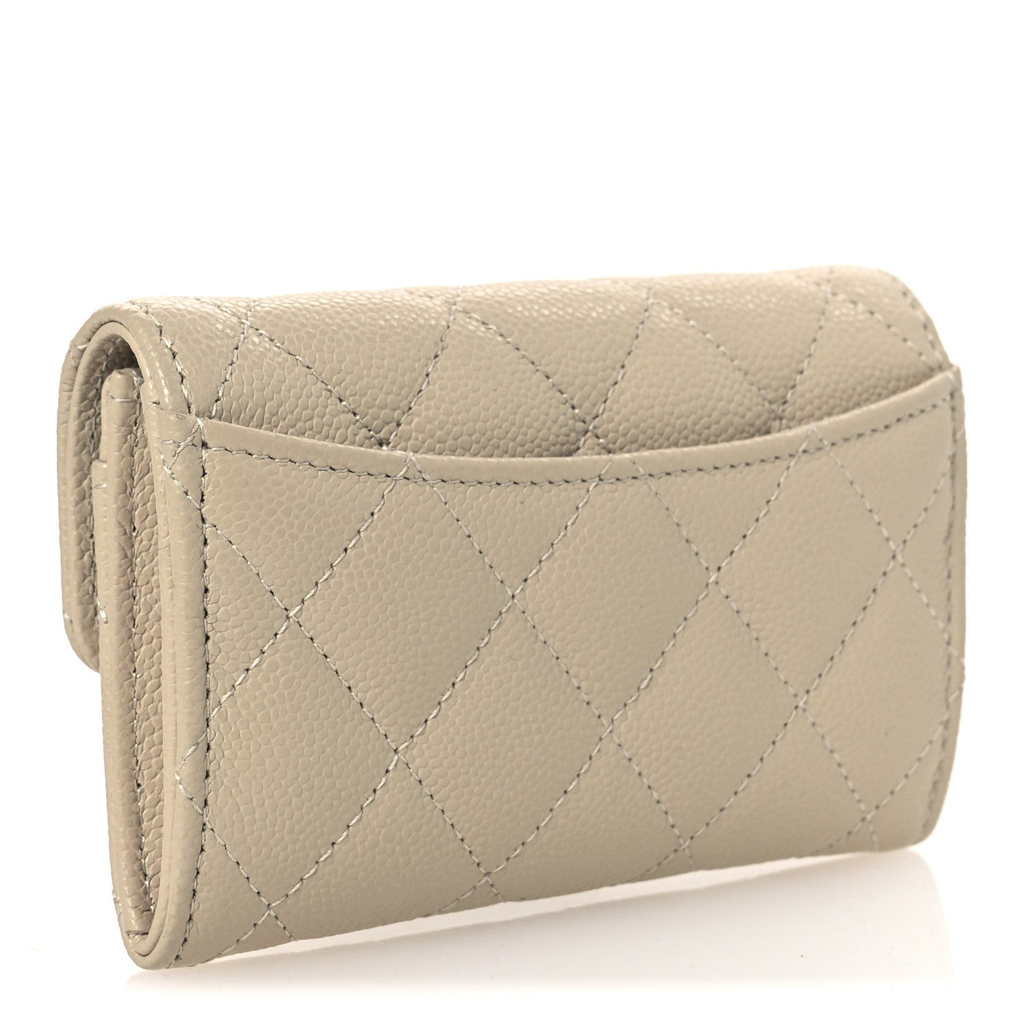 Chanel Caviar Quilted Flap Card Holder Wallet Beige 3 of 9