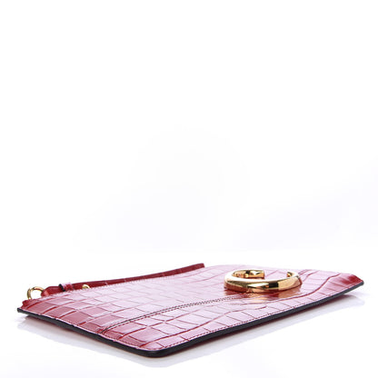 Chloe Crocodile Embossed Calfskin C Flat Pouch Dusty Red 4 of 8