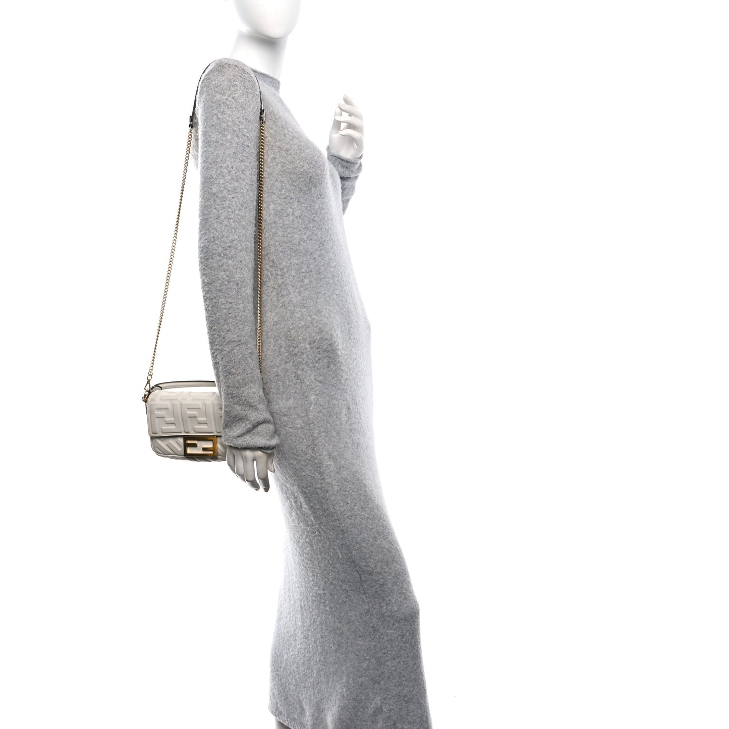 Nappa FF 1974 Embossed Mini Baguette White