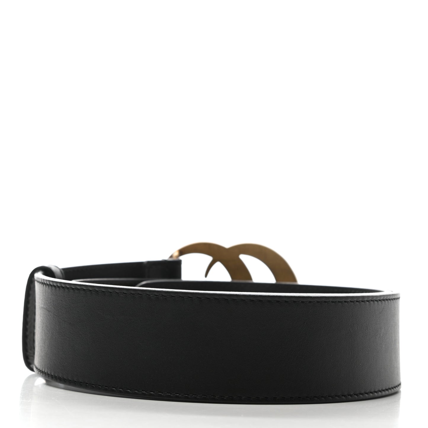 Moon Calfskin Pearl Double G 40mm Belt 80 32 Black Cream