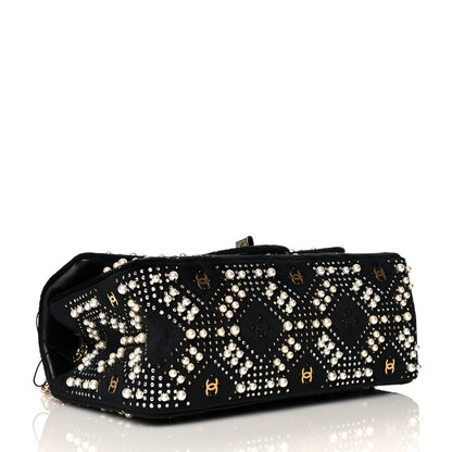 Chanel Velvet Pearl Crystal Embellished 2.55 Mini Reissue Flap Black 4 of 10
