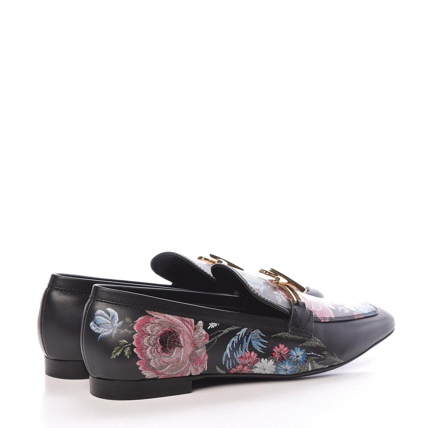 Louis Vuitton Calfskin Flowers Upper Case Flat Loafer 37 Black Multicolor 4 of 7