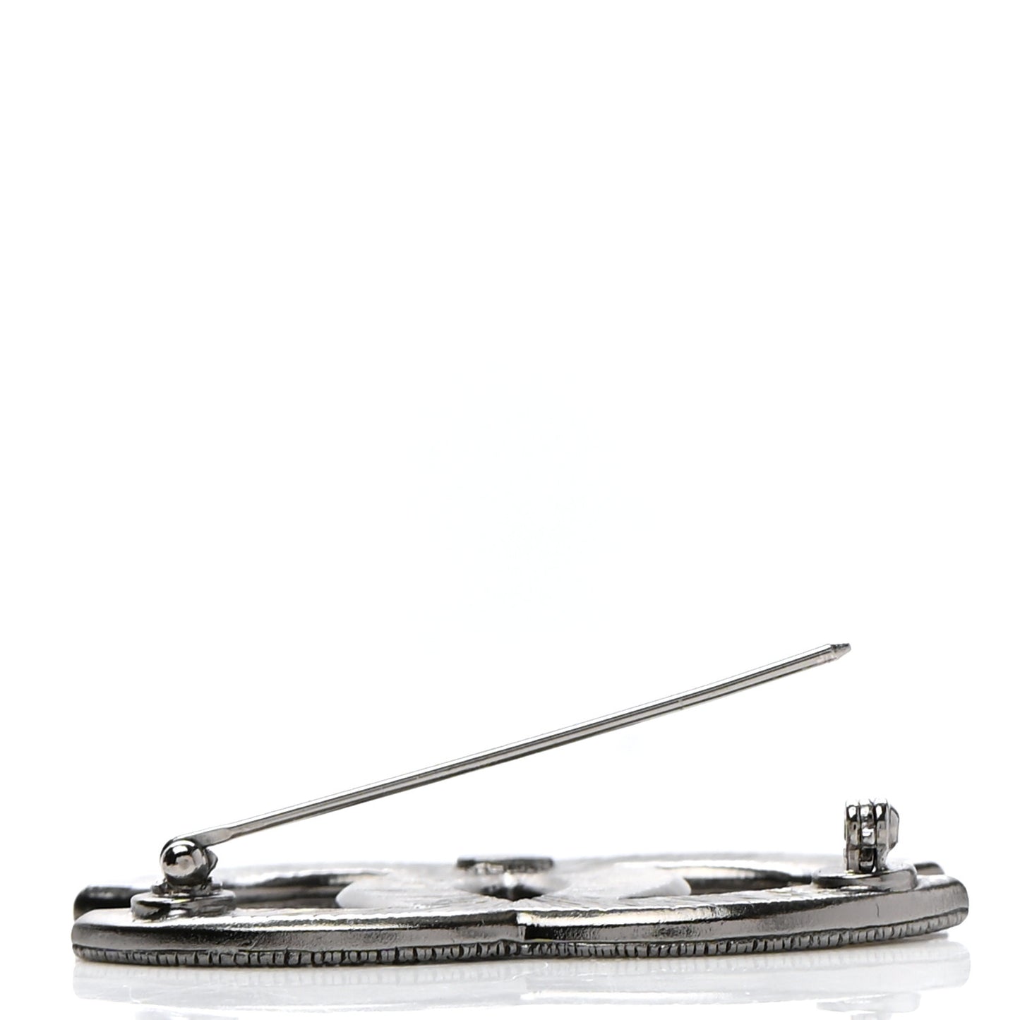 Enamel CC Brooch Grey White