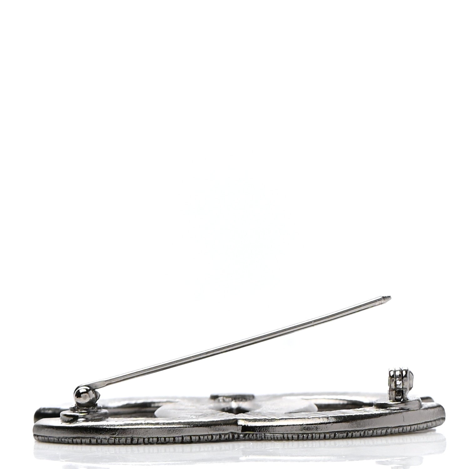 Chanel Enamel CC Brooch Grey White 4 of 5