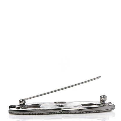 Chanel Enamel CC Brooch Grey White 4 of 5