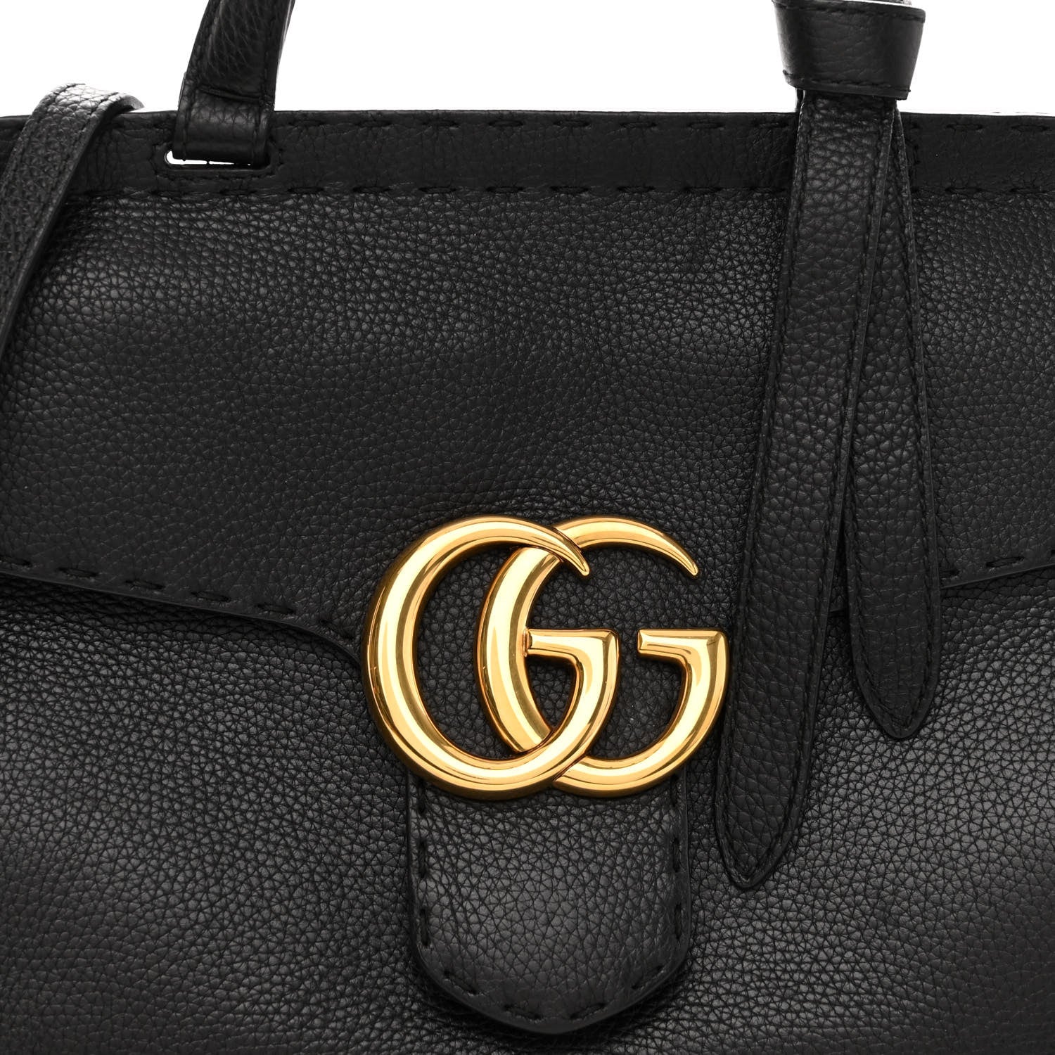 Gucci Calfskin Small GG Marmont Top Handle Bag Black 8 of 12
