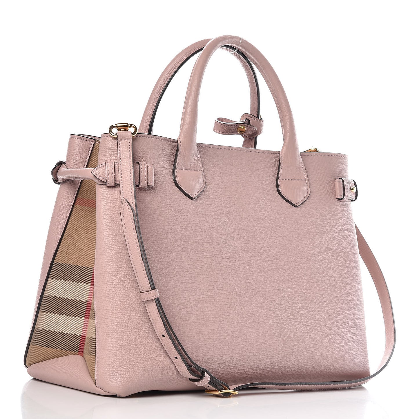 Grainy Calfskin House Check Medium Banner Tote Pale Orchid